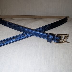 Cole Haan Gold and Blue Belt with Classic Design